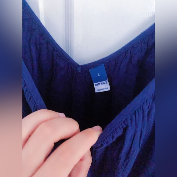 Old Navy Color Block Navy Red Orange Maxi Tiered Cami Swing Beach Dress S - Picture 6 of 8